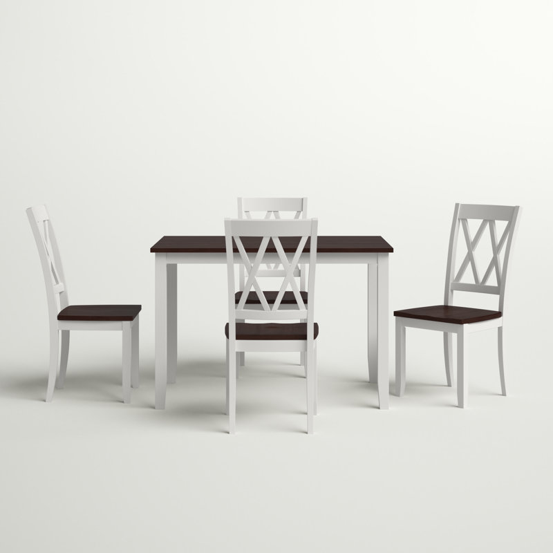 Kirkendall 4 - Person Four Leg Dining Set, White, Brown/White