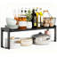 Expandable Cabinet Shelf Organizer Stackable Kitchen Counter Shelf Rack Sink Riser Countertop Storage Black
