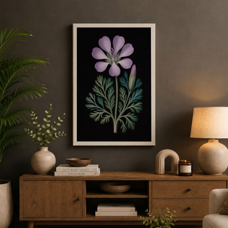 Solitary Bloom Botanical - Wrapped Canvas, 24x16 - 61.0 x 40.6 cm, Terracotta Border