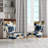 Abstract Pattern With Blue & Golden Textures II - Velvet Upholstered Contemporary Side Chair, Collage Art Accent Chair-86453318