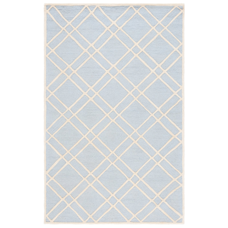Deedgra Hand Tufted Wool Geometric Rug, Rectangle 5' x 8'
