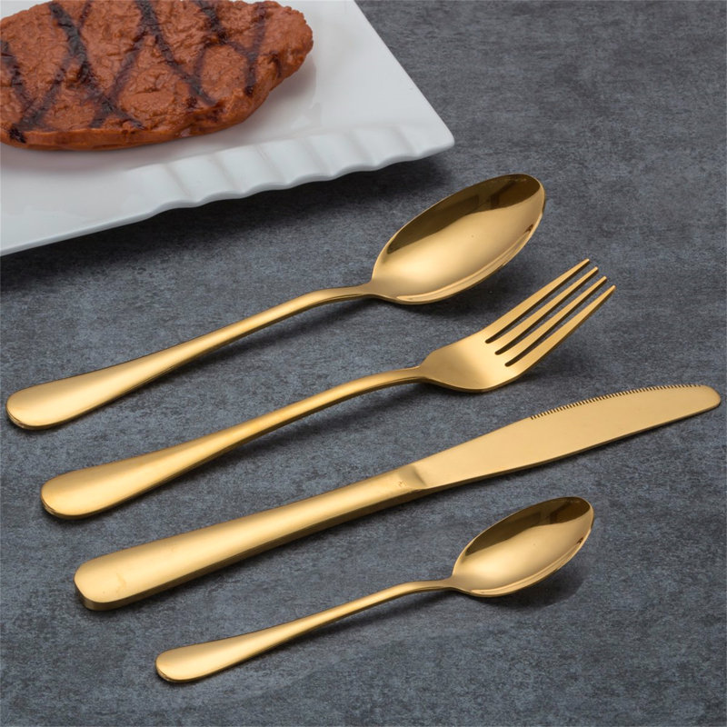 Canora Grey Antwion 24 Piece Stainless Steel Cutlery Set , Service for 6, Gold