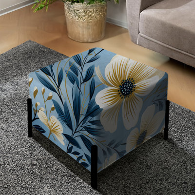 Motif floral bleu II Coastal Elegance - repose-pieds carré floral