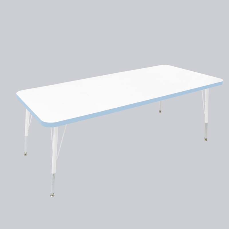 Table rectangulaire d'activités thermofusionnées avec pieds réglables et pivotants standard, H 30 po x l 30 po x P 60 po