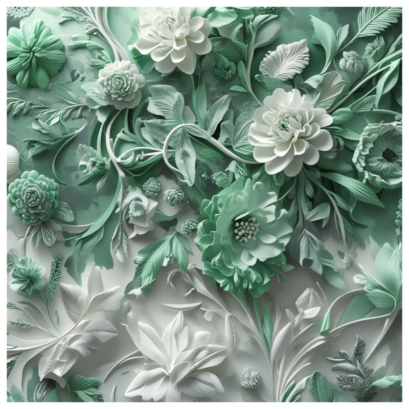 Édredon vert à motif floral, Simple extra long