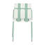 Été - Paquet de 4 chaises à blocs de couleur modernes à rayures - Siège en PP imperméable et pieds en métal robustes (blanc et vert) avec table ronde blanche moderne intérieure / extérieure en PP de 36 pouces
