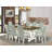9-Piece Table Set- 8 kitchen chairs with Baby Blue Linen Fabric Seat and Button Tufted Chair Back - Cement Rectangular Tabletop - Wire Brushed Linen White.-1047677310-1012042592-1012042597