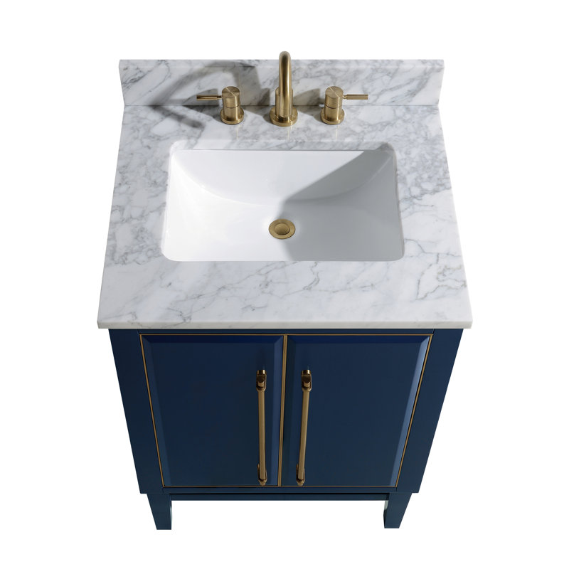 25'' Carrara White Marble Vanity Top with Rectangular Sink