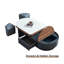 Table basse extensible avec rangement et 2 tabourets, panneau de fibres à densité moyenne avec placage de noyer, plateau relevable et tiroir