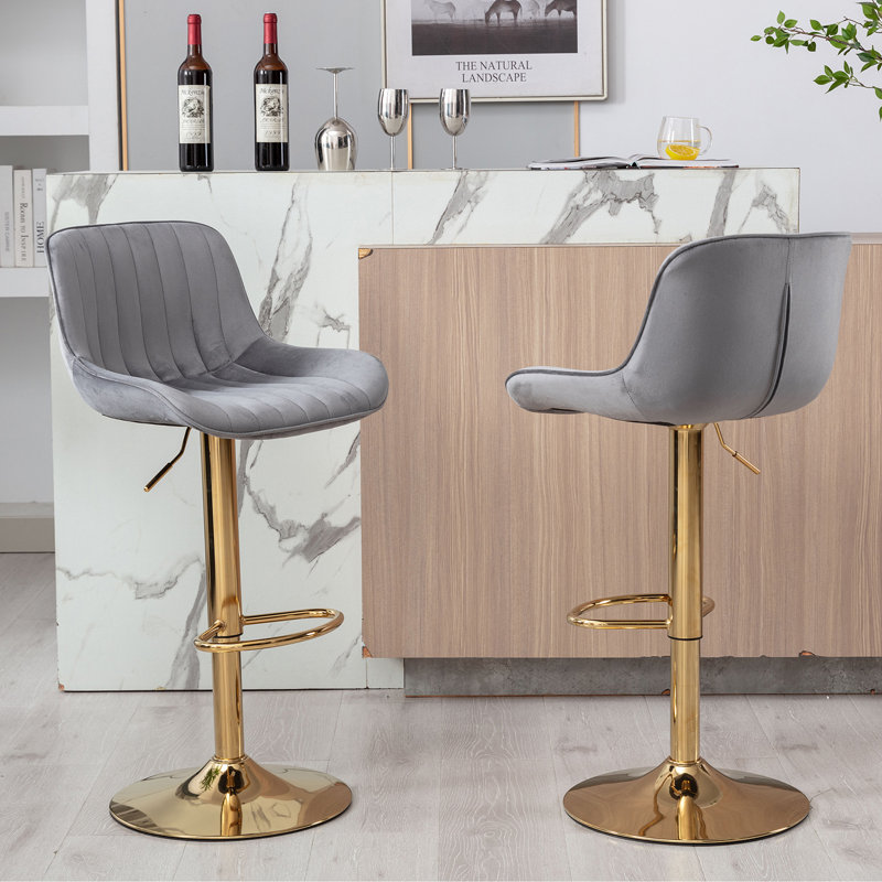 Tabouret pivotant rembourré Garnich, Gris