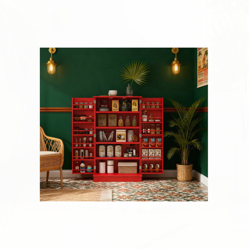 Large Kitchen Storage Cabinet,Kitchen Sideboard Cabinet, Red
