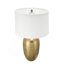 Lampe de table ronde en aluminium doré D15x25,7 "avec abat-jour en tissu blanc-621122467