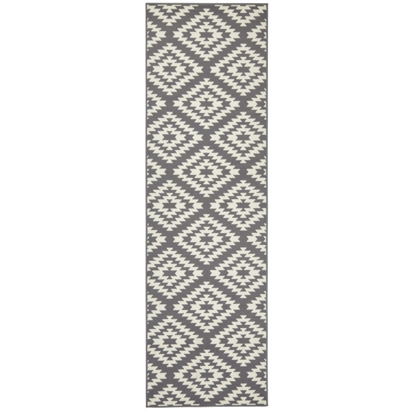 Plant Nordic Grey Rug, Runner 80 x 200cm