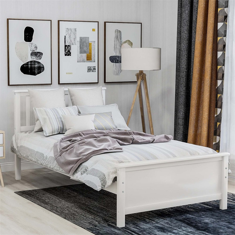 Cinda Twin Solid Wood Bed, White