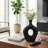 Modern Oval Ceramic Table Vase Cut-Out Design For Home Decor - Modern Sculptural Tall Flower Vase For Dining Or Office Centerpiece Display - Black-164120120-156574030