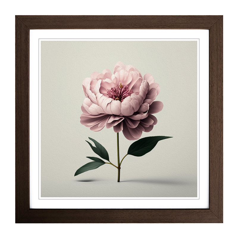 Peony Flower Minimalism - Framed Print, Walnut