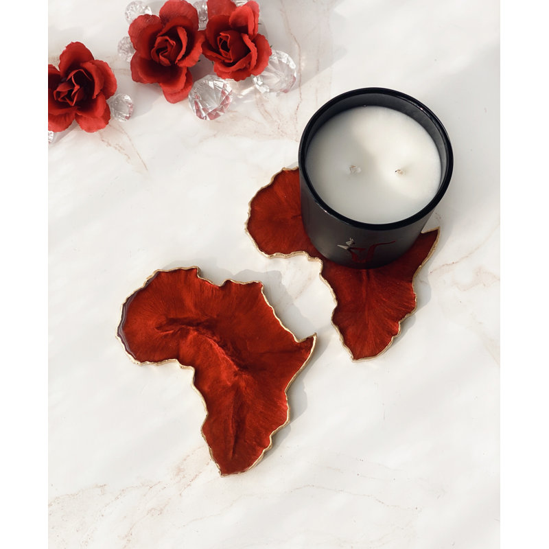 Sous-verres rouges en acajou d'Afrique