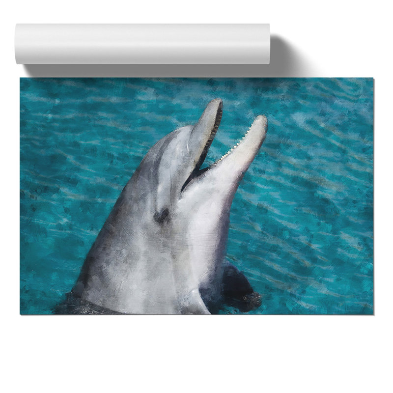 Dolphin Painting - Frameless Print, 21cm H x 30cm W x 0.1cm D