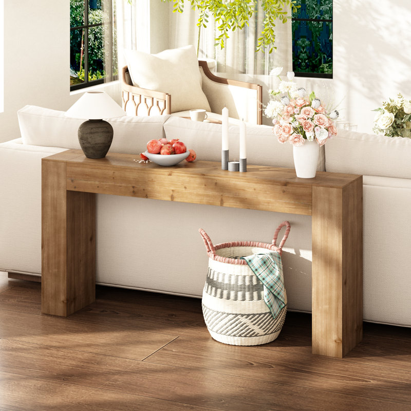 Danzler 63" Solid Wood Console Table — Long Farmhouse Entryway & Sofa Table For Hallway, Foyer