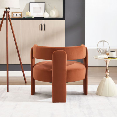 Accent Chair for Living Room, Velvet Comfy Single Sofa Chair Mid-Century Modern Armchair Wooden Legs for Bedroom Office Reading