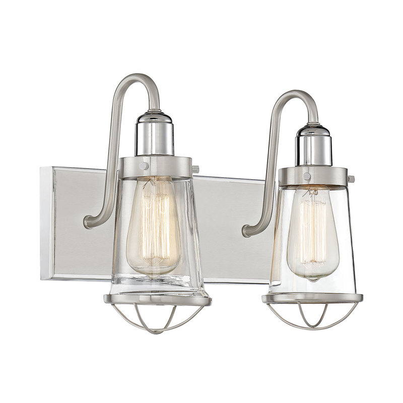 Éclairage pour meuble-lavabo à 2 lumières à intensité variable Antoney en nickel satiné / nickel poli, Deux lumières
