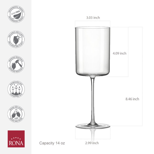 Elegant Crystal Straight Edge Design - Set of 4 Wine Glasses, Size: One size, Clear