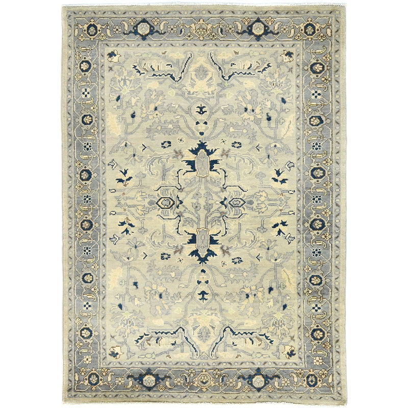 Tapis oriental tribal gris 4X6 One-of-a-Kind