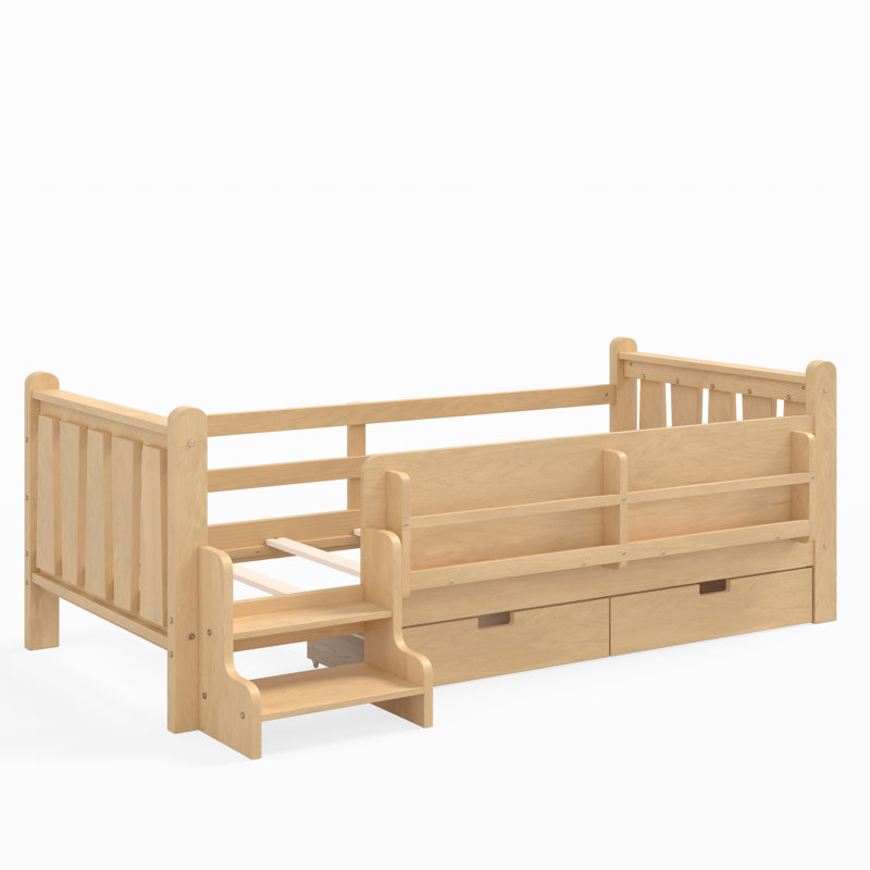 Lit simple en bois compact avec rangement