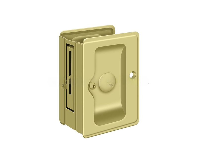 Deltana SDLA325U3 HD Pocket Lock, Adjustable, 3-1/4" x 2-1/4" Privacy in Polished Brass, Polished Brass
