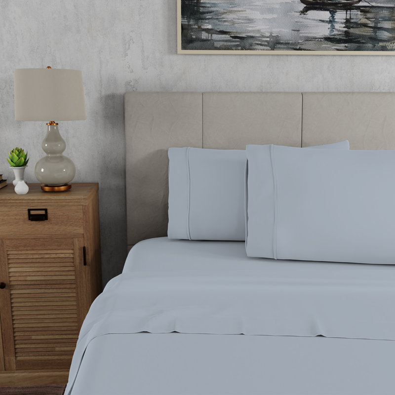 Light Blue Organic Cotton Twin Deep Pocket Sheet Set