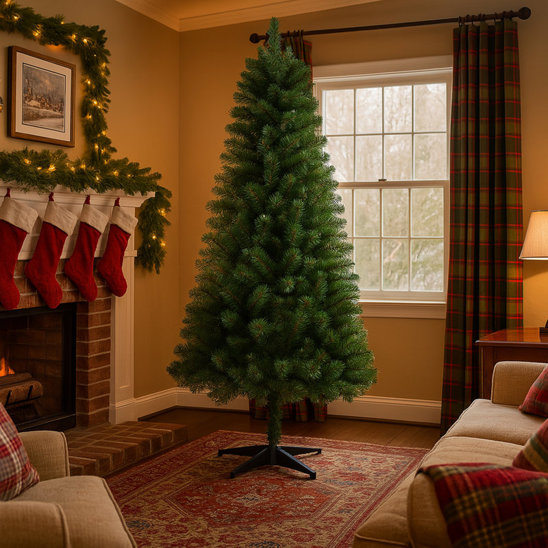 Arbre de Noël artificiel de 6 pi avec 490 pointes, branches, support à 4 pieds, assemblage facile, idéal pour la décoration de bureau, ignifuge classique en plastique, ornement personnalisé pour les Fêtes