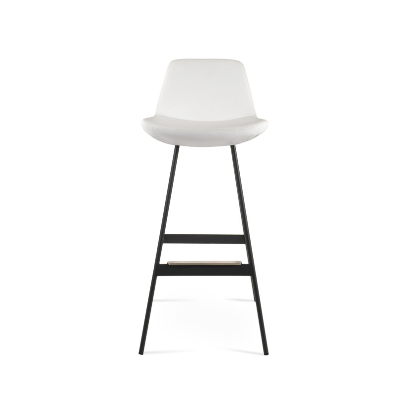 Tabouret Pera Balat, Noir, Tabouret de bar (siège d'une hauteur de 29 po), Similicuir ppm blanc