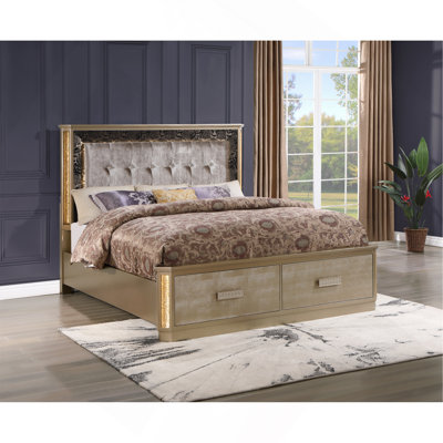 Grand lit de style moderne Medusa en bois doré