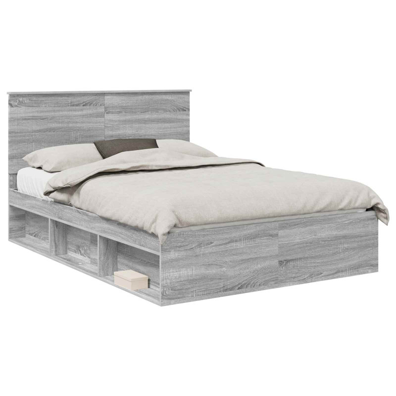 Solid Wood Bed, Double (4'6), Grey Sonoma