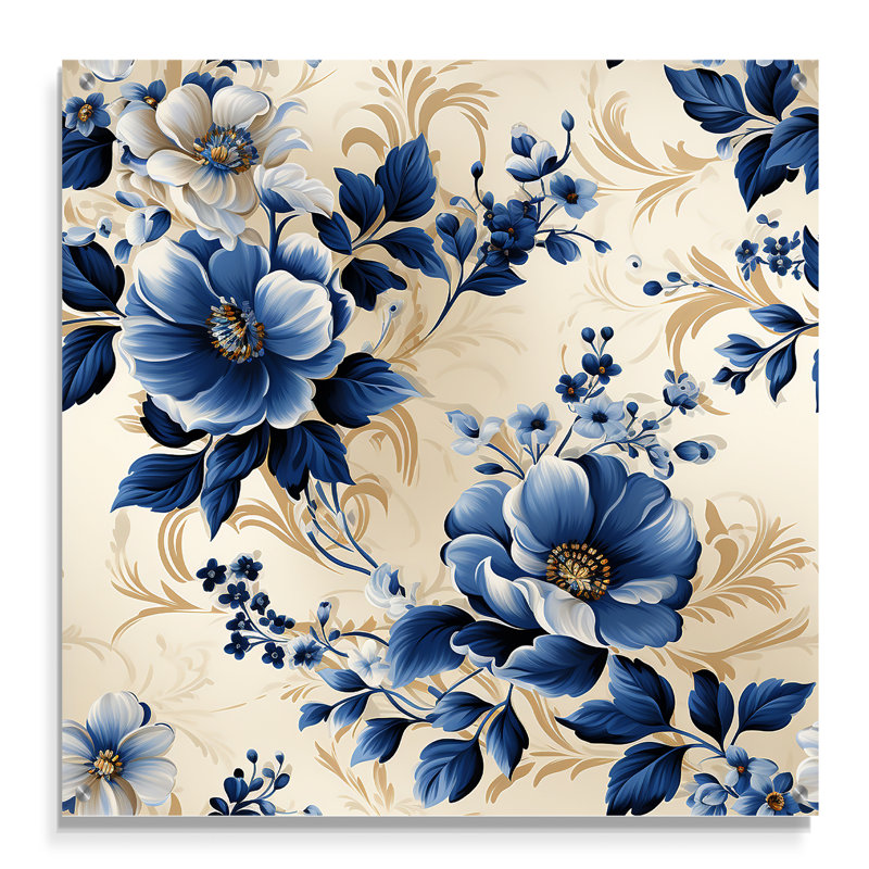 Bromley - art mural floral en acrylique, H 36 po x l 36 po