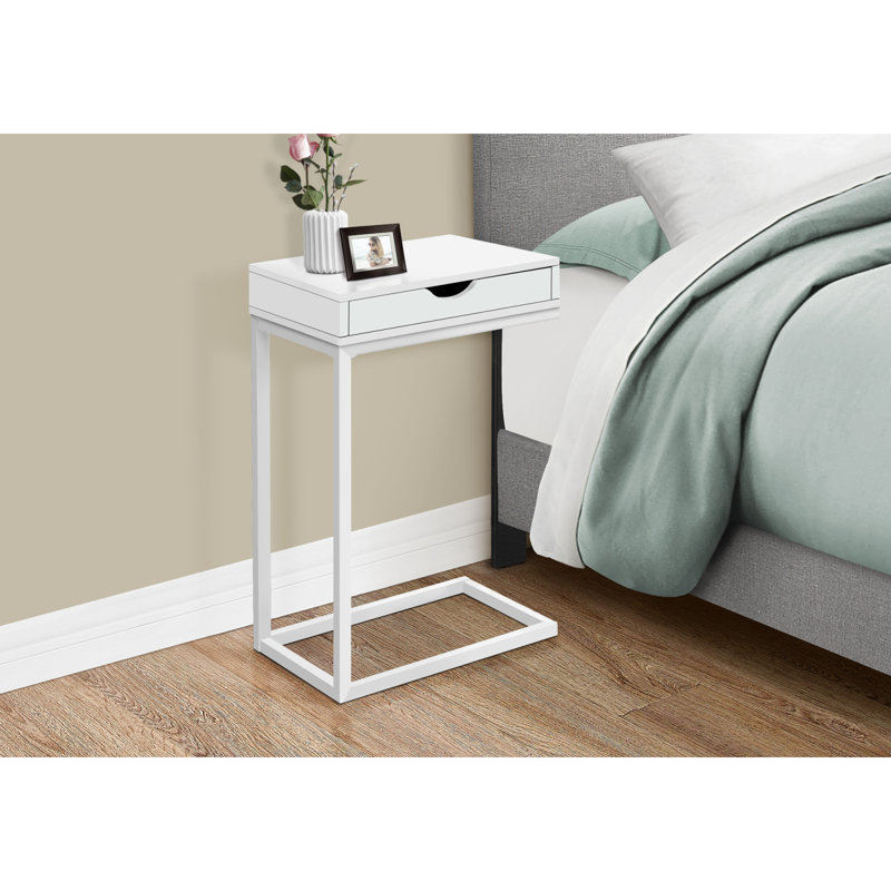 Table d'appoint polyvalente contemporaine avec rangement et attrait durable, Blanc, Blanc