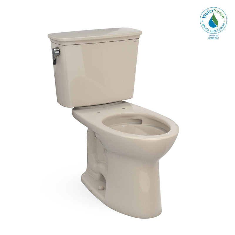 Drake® 1.28 GPF (Water Efficient) Elongated Two-Piece Toilet with Tornado Flush® (Seat Not Included), Bone, 12"