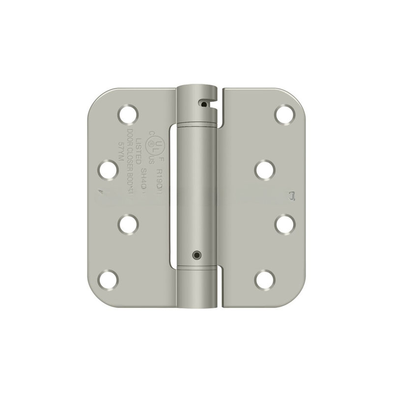 Charnière à ressort Deltana DSH4R515 4 po x 4 po x 5/8 po, homologuée UL en nickel brossé, Nickel brossé