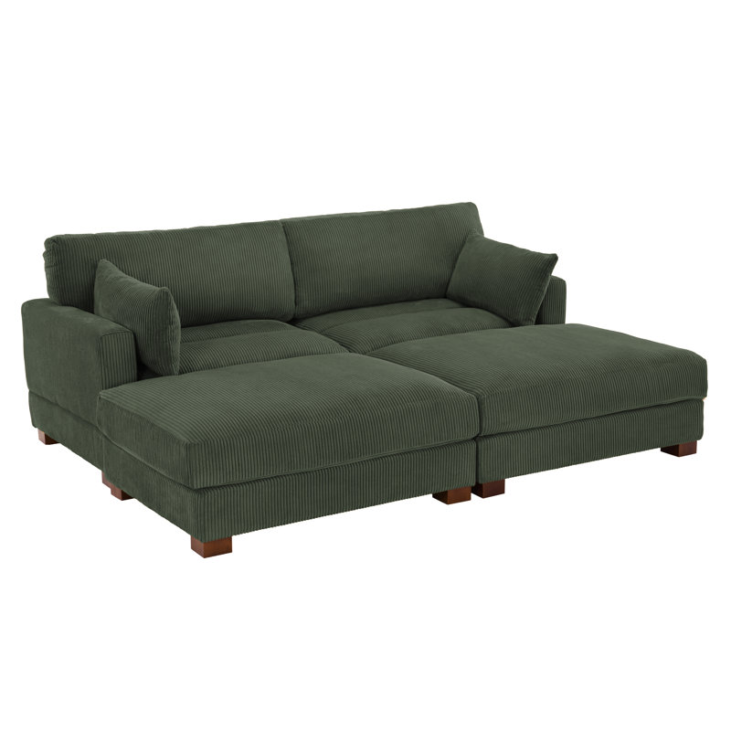 Stoneville Corduroy Sectional Symmetrical, Green Corduroy