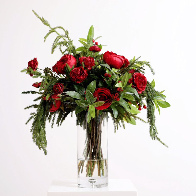 Arrangement floral mixte en vase