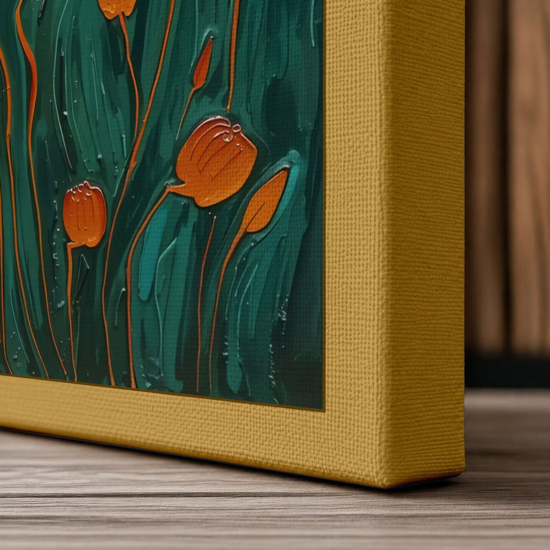 Golden Landscape Modern - Wrapped Canvas, 36x24 - 91.4 x 61.0 cm, Ochre Border