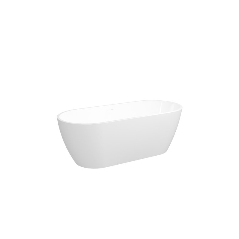 Baignoire de trempage autoportante en acrylique brillant avec trop-plein à fente classique et drain à embout, certifié cUPC. Facile à installer, 02138