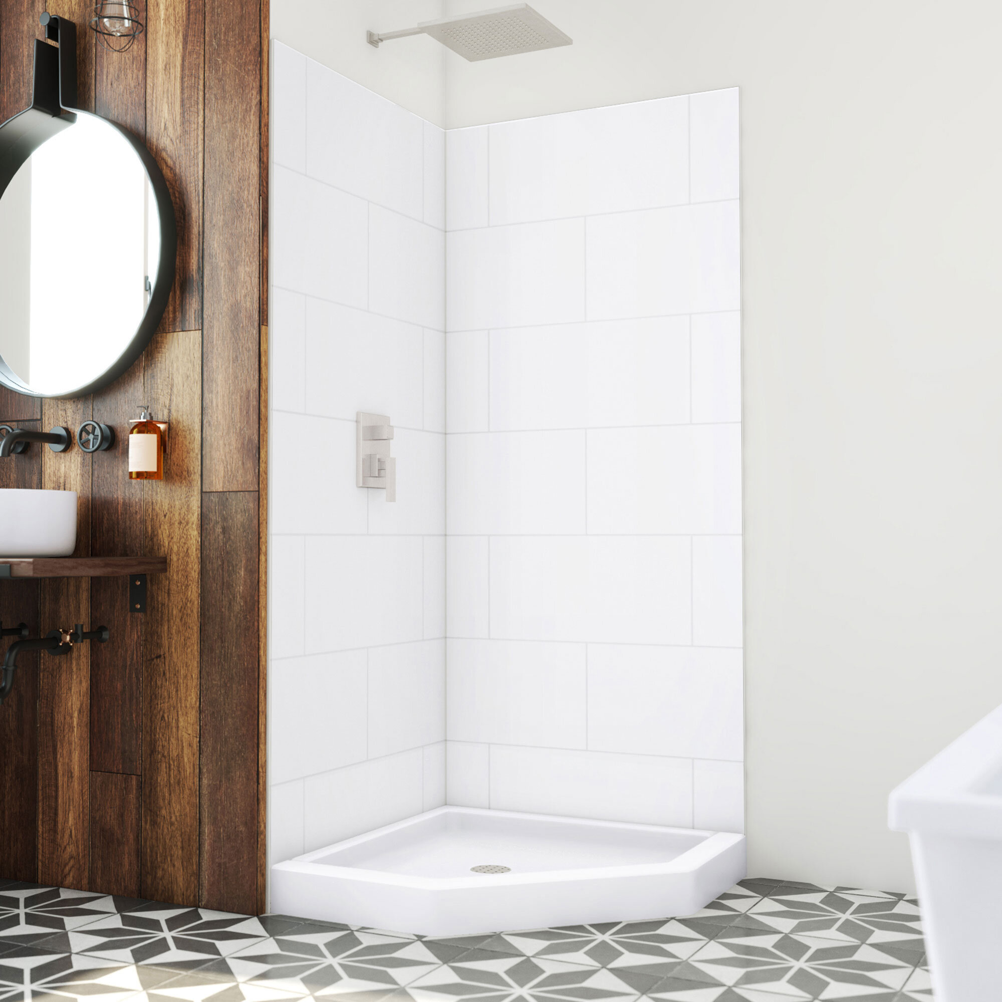 DreamLine SlimLine 36 W x 76.75 H Framed Square Shower Stall and