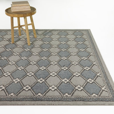Tapis Hepworth bleu transitionnel géométrique