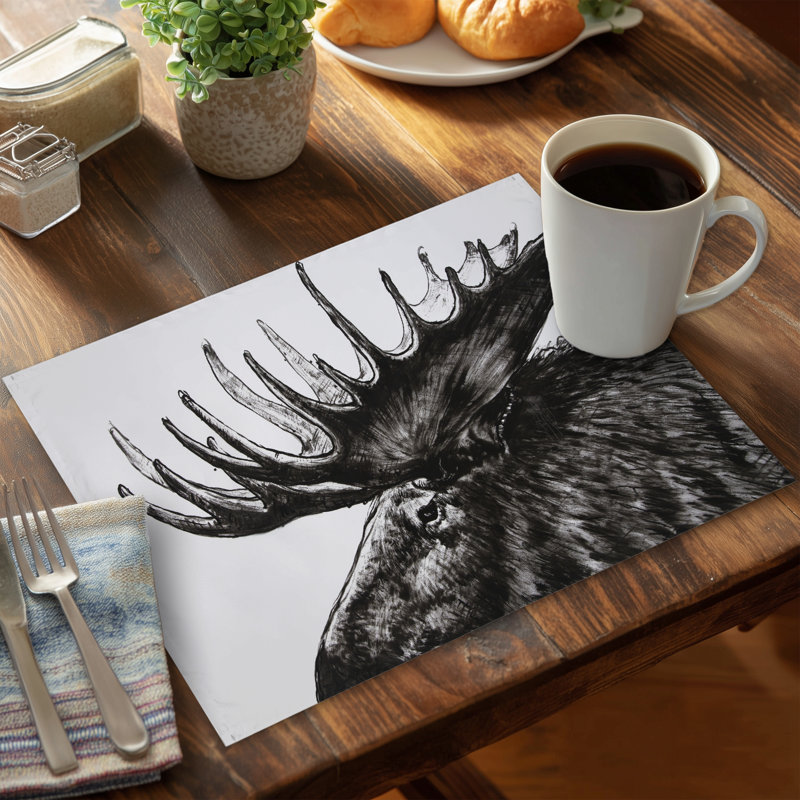 Moose Plume Rustic Deer Bedroom Placemat | Polyester Decor