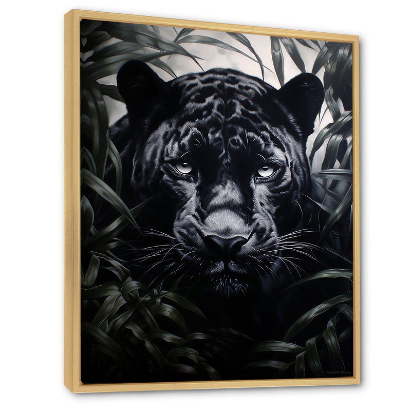 «Black White Panther», motifs contrastants sur toile, H 44 po x l 34 po x P 1,5 po, Cadre naturel flottant