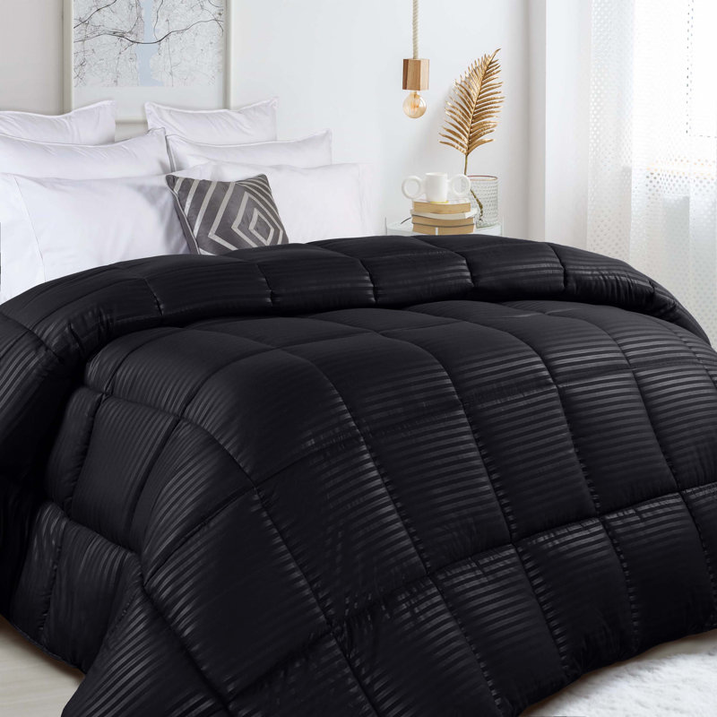 Insert de couette en duvet synthétique réversible 100% microfibre brossée, Édredon très grand, Noir