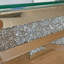 Table basse moderne en miroir avec incrustation de faux diamants, plateau en verre trempé et base empilée en miroir