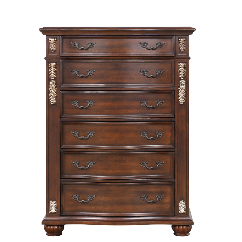 Commode en bois 6 tiroirs Maximus, Merisier