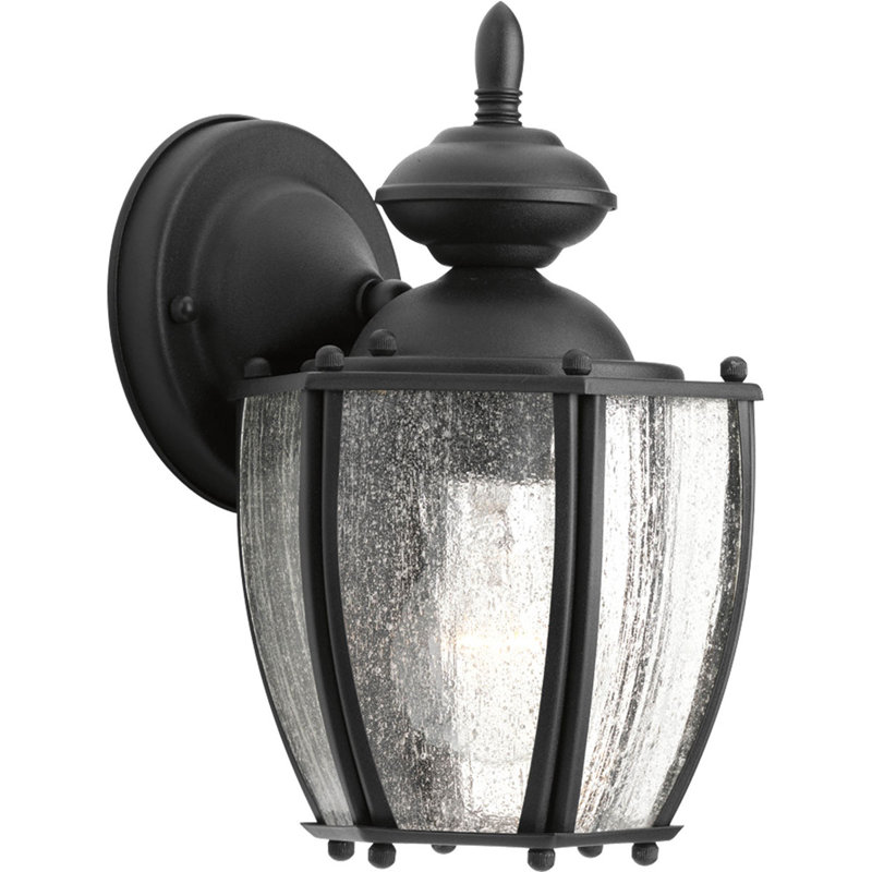 Lanterne murale d'extérieur en verre bullé H 9,75 po Rawson, Noir